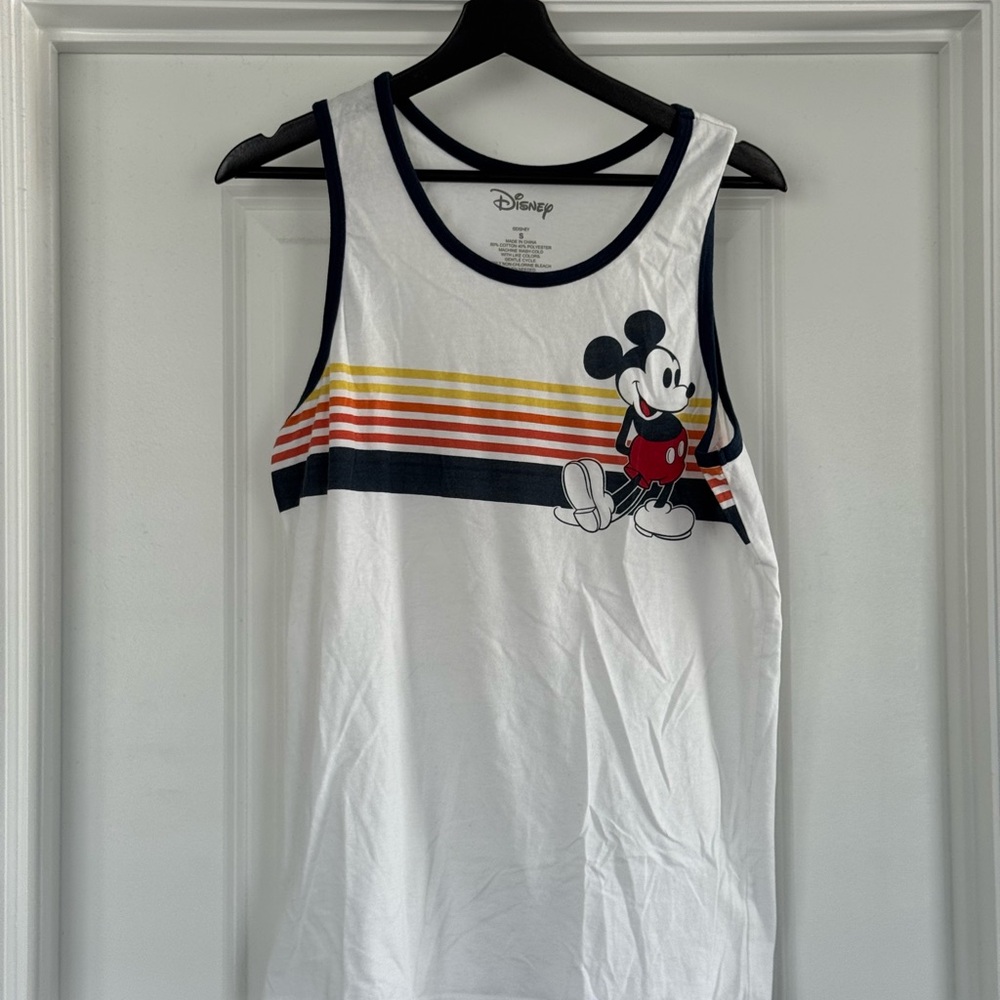 Disney Mickey Mouse Striped White Tank Top